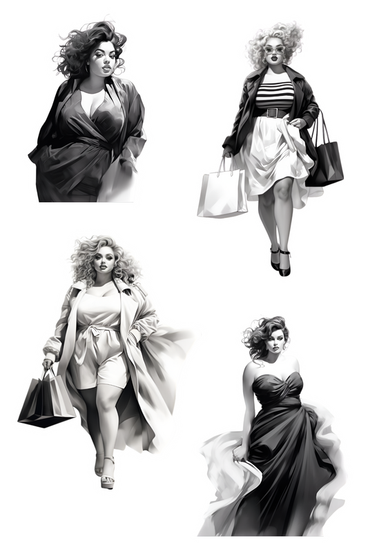 Black & White Fashion Curvy Munecas